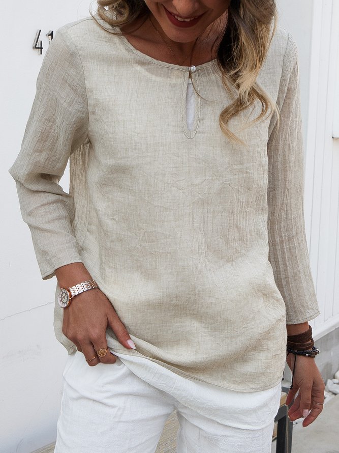 Cotton Casual Long Sleeve Tops