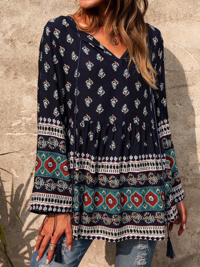 Fringed Tribal Casual Tops