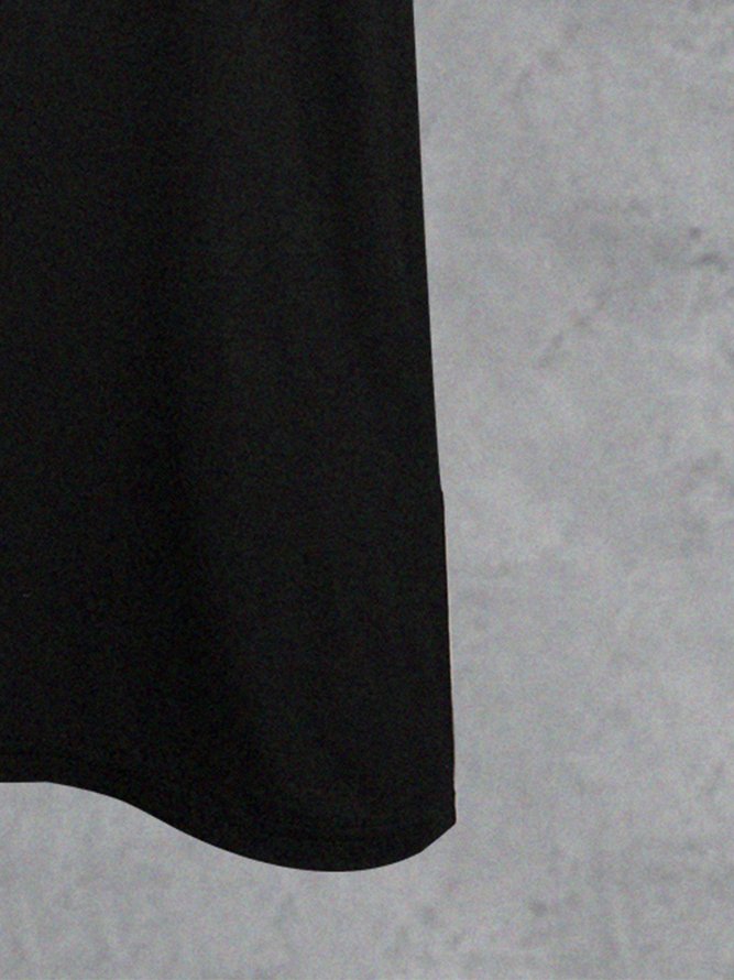 Black Printed Cotton Casual Weaving Dress