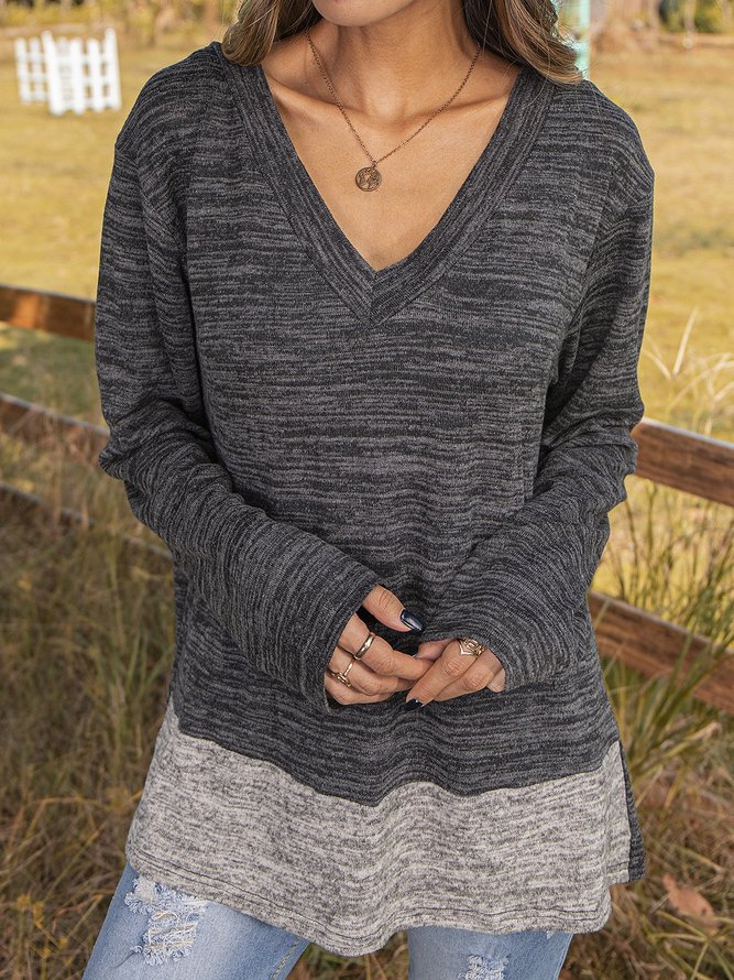 Melange Knitted Long Sleeve Sweater