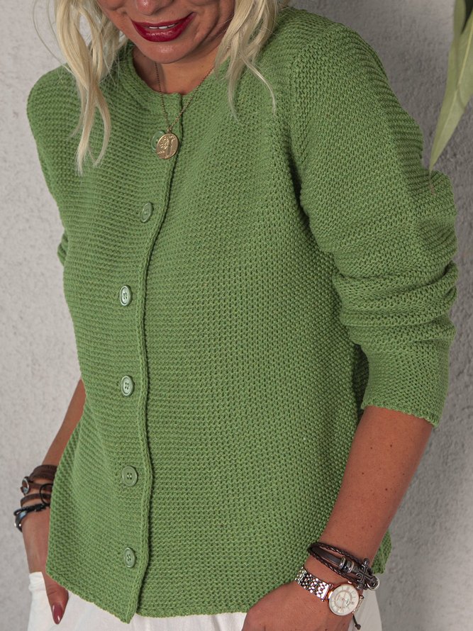 Casual Green Knitted Sweater