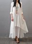 Plus Size Women Asymmetrical Daily 3/4 Sleeve Casual Asymmetric Solid Dress