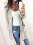 Gray Knitted Long Sleeve Pockets Casual Outerwear