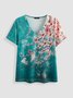 The Cherry Blossom Casual Loosen V Neck Short Sleeve T-Shirt