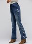 Casual Embroidered Floral Denim Jeans