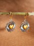 Retro Contrast Color Heart Pendant Earrings Ethnic Style Old Jewelry