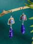 Retro Natural Blue Gemstone Drop Earrings Ethnic Style Casual Women's Jewelry