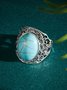 Vintage Natural Turquoise Ring Bohemian Ethnic Women's Jewelry