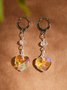 Ethnic Colorful Crystal Heart Shape Earrings Vintage Jewelry