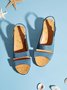 Solid Color Vintage Casual Chunky Heel Sandals