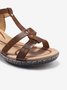 Retro Casual Widened Feet With Crossed Straps Chunky Heel Sandals