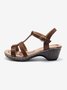 Retro Casual Widened Feet With Crossed Straps Chunky Heel Sandals
