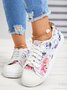 Ink Floral Casual Lace-Up Canvas Shoes