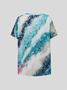 Women's Abstract V Neck Regular Fit Casual T-Shirt