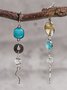 Ethnic Style Distressed Crystal Pendant Earrings Vintage Jewelry