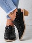Vintage Weave Inlay Block Heels