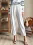 Buttoned Linen Loose Plain Pants