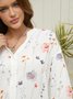V Neck Shirt for Women Casual Loose Buttoned Blouse
