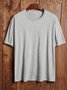 Simple Plain Cotton-Blend Loose T-Shirt