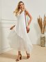 Casual Plain Cotton And Linen Dress With No
