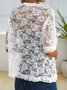 Breathable Casual Cute Jacket Short Sleeve Solid Color Floral Lace Wedding Knit Jacket Elegant Collarless Knit coat