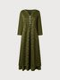 Casual Plain Autumn Polyester Natural No Elasticity Loose Three Quarter A-Line Dress for Women