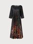 Women Casual Ombre Autumn Daily Regular Fit Midi Long sleeve A-Line Regular Size Dress