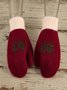 Christmas Botanical Red Knitted Gloves Holiday Party Matching Gloves Stretch Gloves