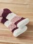 Casual Contrast Color Striped Plus Fleece Socks Home Floor Socks