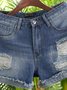 Deep Blue Casual Pockets Denim shorts
