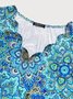 Women's Paisley V Neck Loosen Short Sleeve Knit Dress