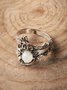 Bohemian Vintage Distressed Opal Moonstone Open Ring Ethnic Jewelry