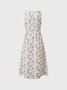 Women's Holiday Floral Design Crew Neck Knit Dress