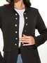 Black Long Sleeve Shift Buttoned Solid Jacket