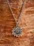 Casual Vintage Sunflower Pendant Necklace