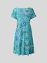 Paisley V Neck Loosen Short Sleeve Knit Dress