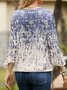 Women's Casual T-Shirt Ethnic Autumn Micro-Elasticity Notched Regular Flare Sleeve Top
