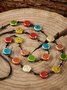 Vintage Ethnic Ceramic Gradient Flat Bead Long Necklace Sweater Chain Dress Necklace