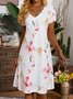 Women's Mini Dress Floral Dress Casual Short Sleeve Knit
