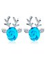 Women Crystal Gem Antler Earrings Fashion Christmas Gift Elk Earrings