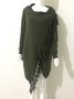 Fringed Plain Casual Shift Outerwear