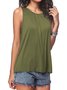Casual Summer Cotton-Blend 9 Colors Plus Size Sleeveless Solid Tanks