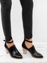 Women's Vintage Ankle Heeled Boots Strap Chunky Heel