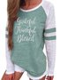 Spring Letter Printed Color-block Casual T-shirt