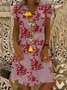 Vintage Boho Printed Short Sleeve Midi Dress