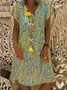 Vintage Boho Printed Short Sleeve Midi Dress