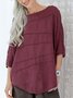 Summer Tops 3/4 Batwing Sleeves Round Neck Solid Blouses Tunics
