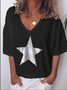 Short Sleeve Casual Star Plus Size T-shirt