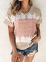 Plus Size Women Loose Round Neck Short Sleeve Floral Casual Tops