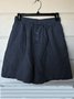 Plus Size Solid Casual Pockets Shorts